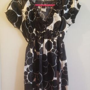 Womens wrapper black white dressy shirt medium